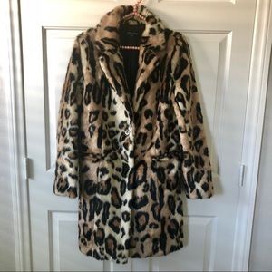 Kendall & Kylie Leopard Print Faux Fur Coat